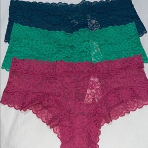 Victoria's Secret Cheeky All Lace Panties Strappy Back Criss-Cross Back